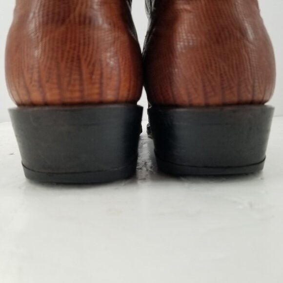 Tony Lama Teju LizardBoots Mens Vintage Cowboy Western Pull on Brown 8025 8.5 - Picture 7 of 10